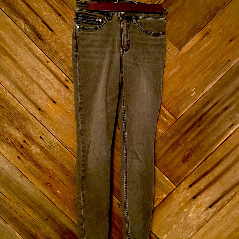 Athleta Grey Gray Sculptek Skinny Slimming Athletic Jeans Denim Size 4